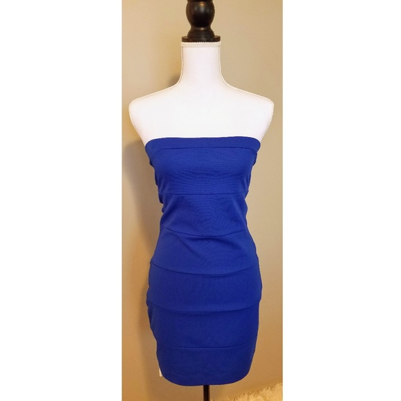Cobalt Blue, Strapless Tube Dress - Picture 2 of 4